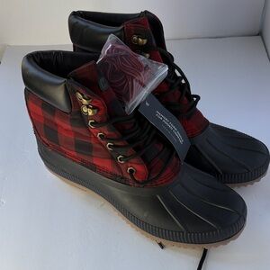 Tommy Hilfiger Red and Black Plaid Men's Boots